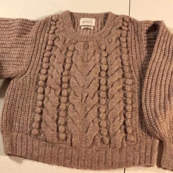 ELEVEN SIX Alpaca Cable-Knit Blouson Sleeve Sweater - Picture 7 of 10